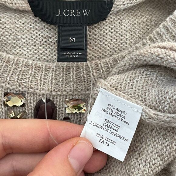 NWOT J Crew Womens Alpaca Wool Blend Crew Jewel Embroidered Short Sleeve Sweater - Picture 10 of 10